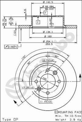 Disco freno posteriore Renault cod.08.5646.20