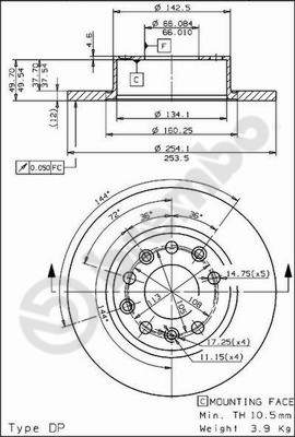 Disco freno posteriore Renault cod.08.5646.30