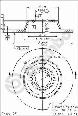 Disco freno anteriore Audi 80 cod.08.5709.10