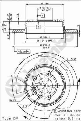 Disco freno posteriore Mercedes cod.08.5725.10