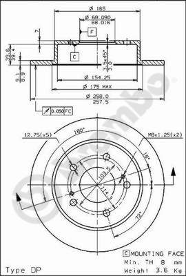 Disco freno posteriore Nissan cod.08.5737.20