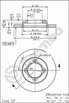 Disco freno anteriore Mazda cod.08.5741.10