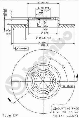 Disco freno anteriore Audi 100 cod.08.5747.14