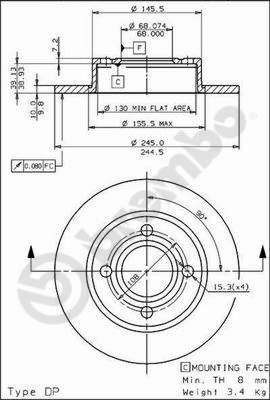 Disco freno posteriore Audi cod.08.5775.20