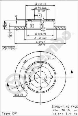 Disco freno anteriore Mazda cod.08.5796.10