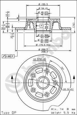 Disco freno posteriore Mazda cod.08.5953.10