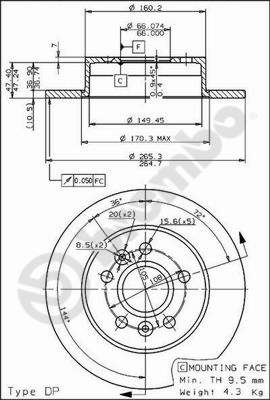 Disco freno posteriore Renault cod.08.6704.10