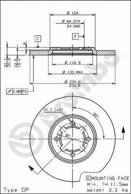 Disco freno anteriore Toyota cod.08.6740.10