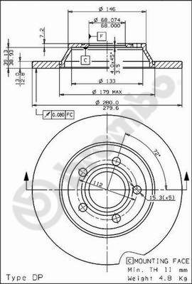 Disco freno anteriore Audi A4 cod.08.6751.10