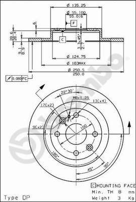 Disco freno posteriore Mazda cod.08.6857.10