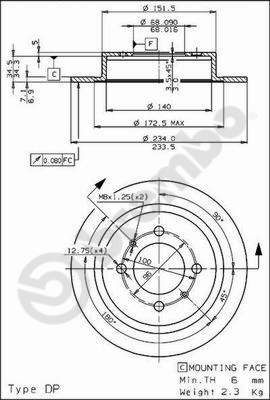 Disco freno posteriore Nissan cod.08.6899.10