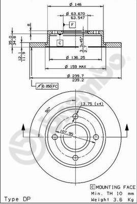 Disco freno anteriore Ford cod.08.6903.14