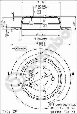 Disco freno posteriore Mercedes cod.08.6968.10