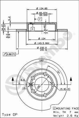 Disco freno posteriore Volkswagen cod.08.7165.14
