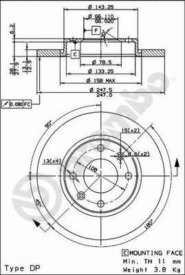 Disco freno anteriore Citroen cod.08.7351.14