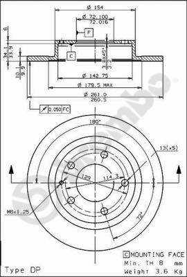 Disco freno posteriore Ford cod.08.7352.10