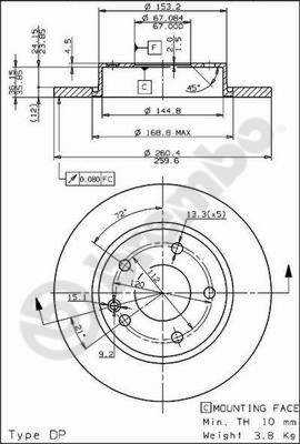 Disco freno anteriore Mercedes cod.08.7358.10