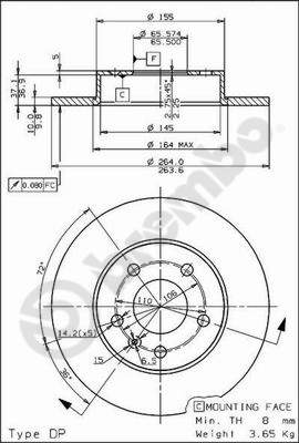 Disco freno posteriore Opel cod.08.7627.10
