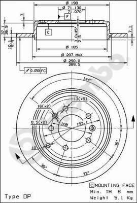 Disco freno posteriore Peugeot cod.08.7716.20