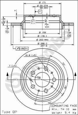 Disco freno posteriore Volvo cod.08.7765.10