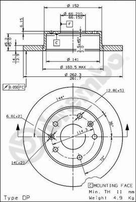 Disco freno anteriore Land Rover cod.08.7814.10