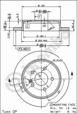 Disco freno posteriore Mercedes cod.08.7936.10