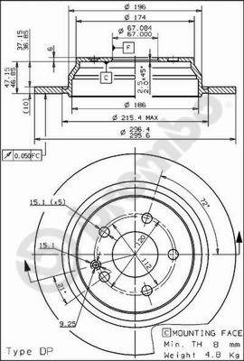 Disco freno posteriore Mercedes cod.08.8405.10