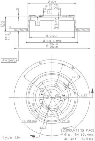 Disco freno posteriore Land Rover cod.08.8554.20