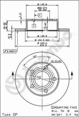 Disco freno posteriore Audi cod.08.9083.10