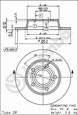 Disco freno posteriore Audi cod.08.9084.11