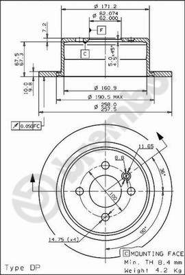 Disco freno posteriore Bmw cod.08.9504.10