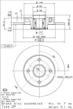 Disco freno posteriore Citroen cod.08.9512.27