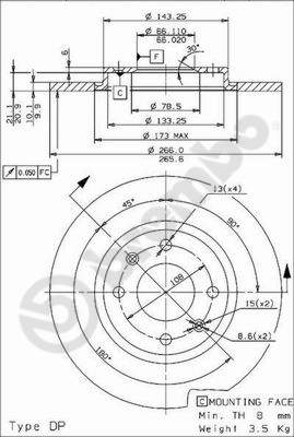 Disco freno anteriore Citroen cod.08.9600.24