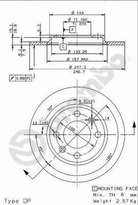 Disco freno posteriore Citroen cod.08.9602.10