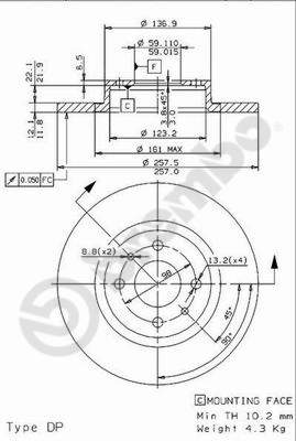 Disco freno anteriore Alfa Romeo cod.08.9621.14