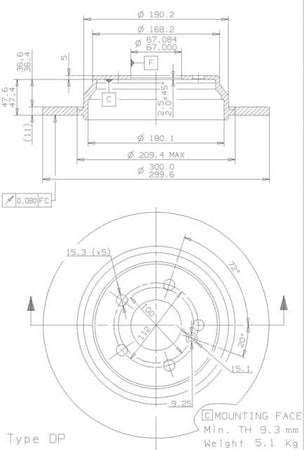 Disco freno posteriore Mercedes cod.08.9729.10
