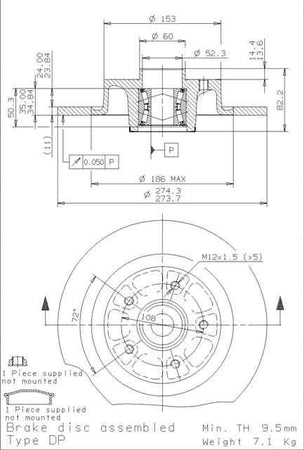 Disco freno posteriore Renault cod.08.9792.17