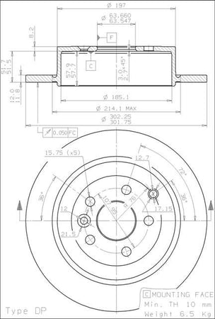 Disco freno posteriore Land Rover cod.08.9913.10