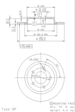 Disco freno posteriore Volvo cod.08.9975.10