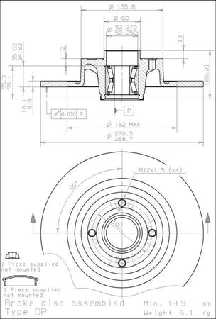 Disco freno posteriore Renault cod.08.a135.17