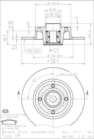 Disco freno posteriore Renault cod.08.a141.17