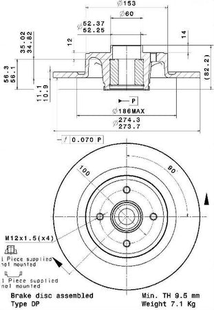 Disco freno posteriore Renault cod.08.a238.17
