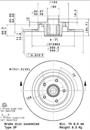Disco freno posteriore Renault cod.08.a239.27