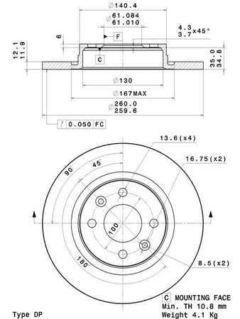 Disco freno anteriore Renault cod.08.a268.10