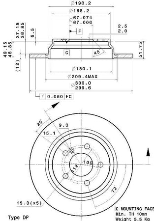 Disco freno posteriore Mercedes cod.08.a734.11
