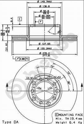Disco freno anteriore Mercedes cod.09.2465.20