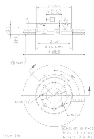 Disco freno anteriore Daewoo cod.09.3090.20