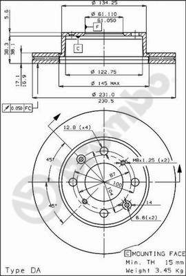 Disco freno anteriore Rover cod.09.3102.20