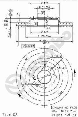 Disco freno anteriore Renault cod.09.3149.14