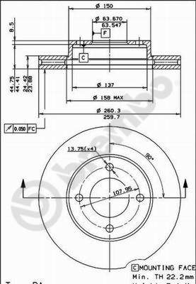 Disco freno anteriore Ford cod.09.4866.30